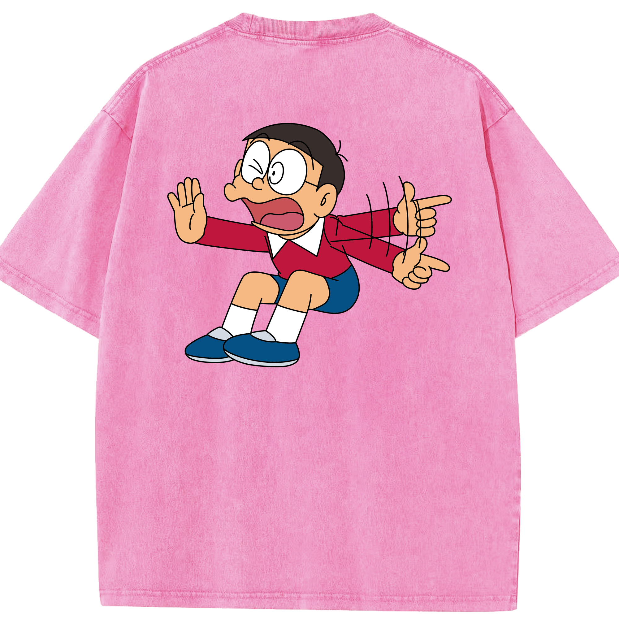 （画像用） ドラえもん 野比 のび太 Doraemon Nobita Nobi 綿100% ヴィンテージ風 半袖Tシャツ（背面プリント）